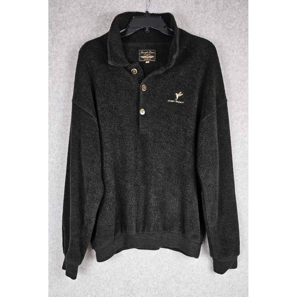 Mens Straight Down Vtg Fleece 3 Button Pullover USA Made Sz Lg Desert Springs